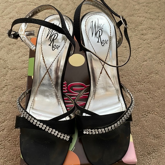 Wild Rose Shoes - Black silk sandals